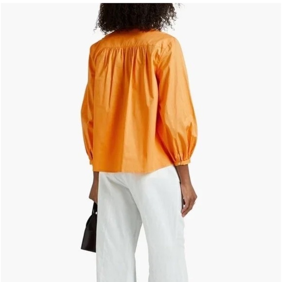 10 Crosby Gathered Derek Lam Pintucked Cotton Poplin Blouse Size 4 - Picture 2 of 11